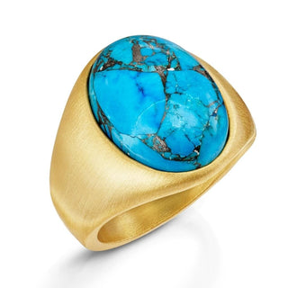 Classic Oval Copper Turquoise Ring