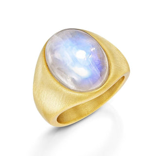 Classic Oval Rainbow Moonstone Ring