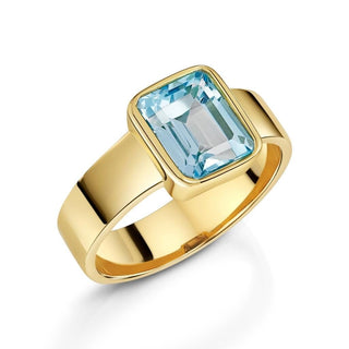 Gorgeous Octagon Sky Blue Topaz Boss Babe Ring