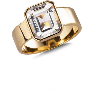 Gorgeous Octagon White Topaz Boss Babe Ring