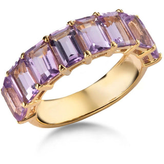 Half Eternity Pink Amethyst Baguette Ring