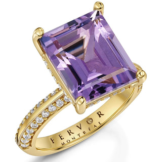 Pink Amethyst Emerald Cut Cocktail Ring