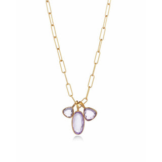 Triple Charm Organic Pink Amethyst Necklace