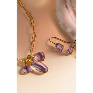 Triple Charm Organic Pink Amethyst Necklace