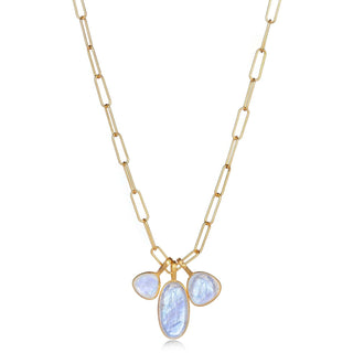 Triple Charm Organic Rainbow Moonstone Necklace