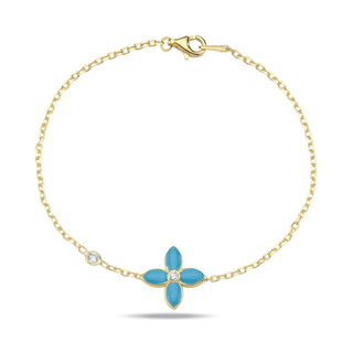 Moroccan Flower Bracelet- Vintage Blue