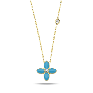 Moroccan Flower Necklace- Vintage Blue