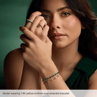 Élira Line 14K Yellow Gold Lab Grown Emerald Bracelet