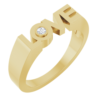 14K Gold LOVE Ring with Natural Diamond  0.03 CT