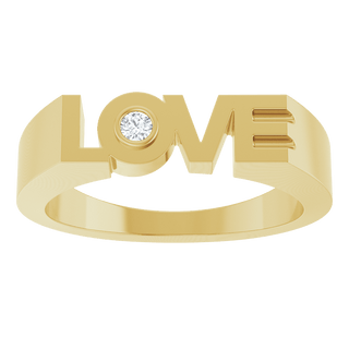 14K Gold LOVE Ring with Natural Diamond  0.03 CT