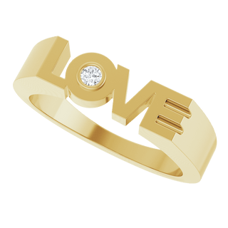 14K Gold LOVE Ring with Natural Diamond  0.03 CT