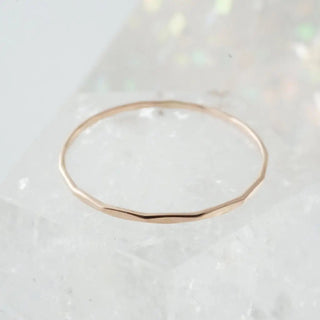 Hammered Skinny Stacking Ring, 14k Gold