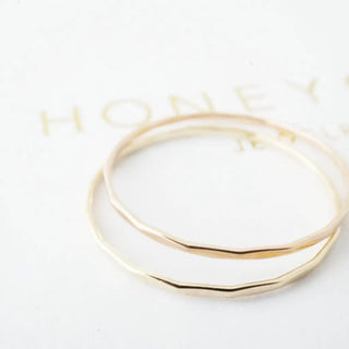Hammered Skinny Stacking Ring, 14k Gold