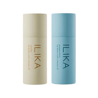 ILIKA 100% Natural Lip Balm - 2X Volume, Organic, COSMOS Certified Organic, PETA Certified, Plant-Based, Biodegradable Tube, 2 Pack Vanilla & Peppermint - 0.3 oz each