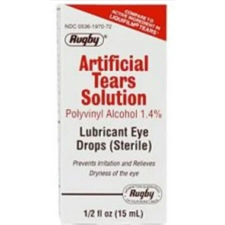 Rugby Artificial Tears Solution Sterile Lubricant Eye Drops 15 ml
