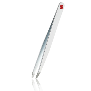 Rubis Switzerland Stainless Steel White Slanted Tweezer (Swiss Made)