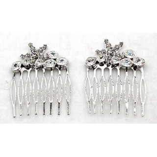 Pave Comb, Clear/silver Set Of 2