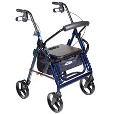 Drive Medical Duet Blue Folding Rollator and Transport Wheelchair