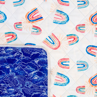 The Shwally Picnic Blanket - Wavy Rainbows
