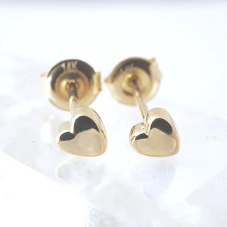 Mini Heart Studs, 14k Gold