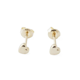 Mini Heart Studs, 14k Gold