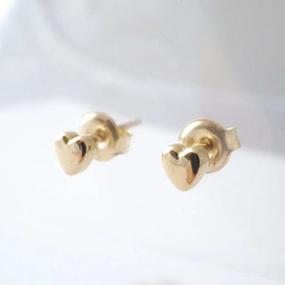 Mini Heart Studs, 14k Gold