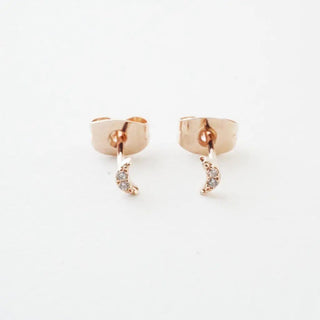 Mini Moon Crystal Stud Earrings