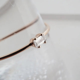 Tiny White Topaz Baguette Ring, 14k Gold