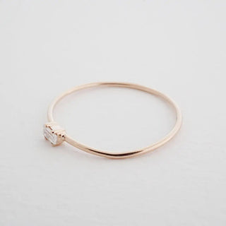 Tiny White Topaz Baguette Ring, 14k Gold