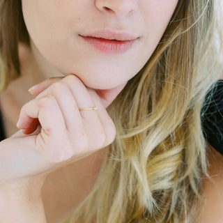 Tiny White Topaz Baguette Ring, 14k Gold