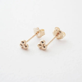 Trinity Ball Studs, 14k Gold