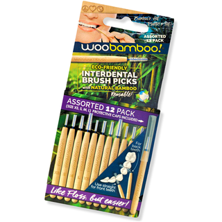 Woobamboo Natural Bamboo Interdental Brush Picks Assorted 12 Pack