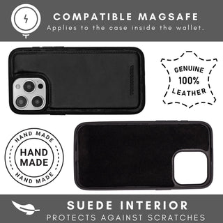 Vegas Premium Leather iPhone 15 Pro Wallet Case with MagSafe | Detachable RFID Blocking Luxury Wallet
