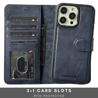 Vegas Premium Leather iPhone 15 Pro Wallet Case with MagSafe | Detachable RFID Blocking Luxury Wallet