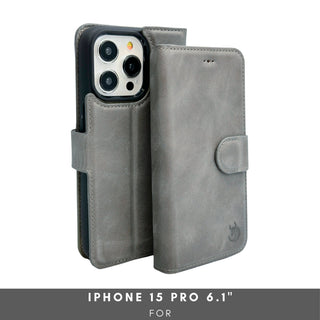 Vegas Premium Leather iPhone 15 Pro Wallet Case with MagSafe | Detachable RFID Blocking Luxury Wallet