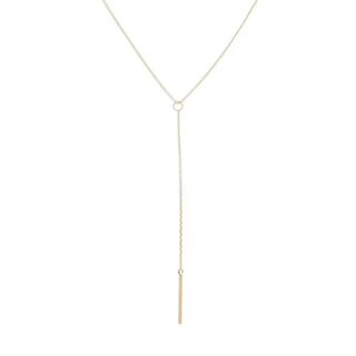 Whisper Thin Lariat Bar Necklace, 14k Gold