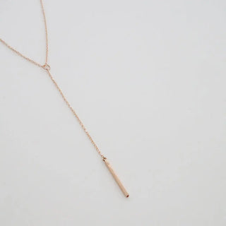 Whisper Thin Lariat Bar Necklace, 14k Gold